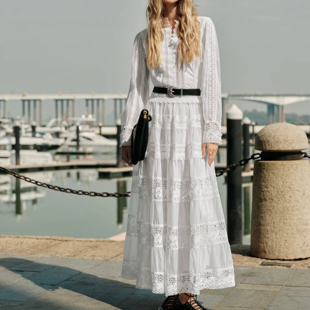 Lace Trim Tiered Skirt Set